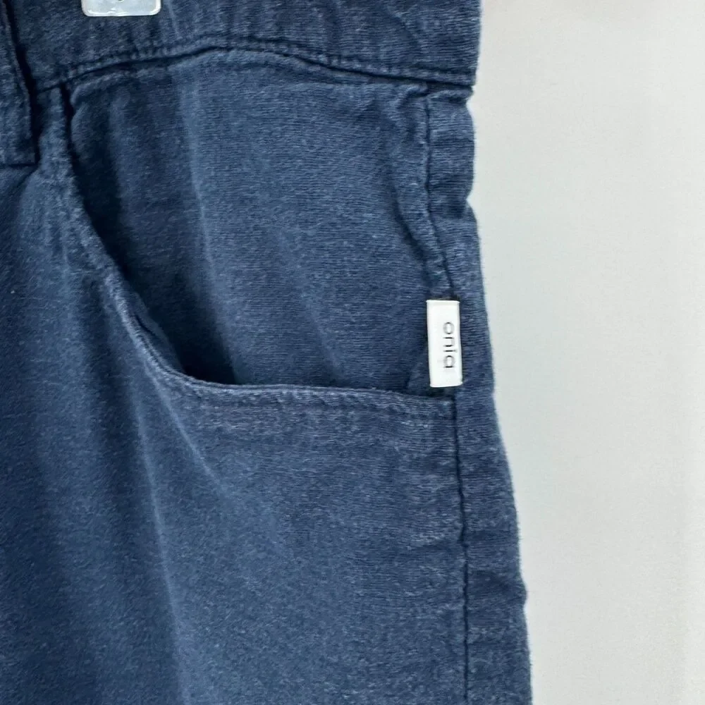 ONIA Navy Blue Linen Blend Soft Lightweight Casual Shorts Size 38